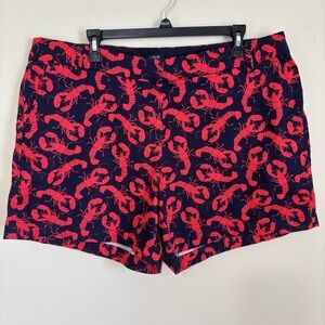 J. Crew Factory Plus Size 16 Navy Red Lobster print classic chino shorts